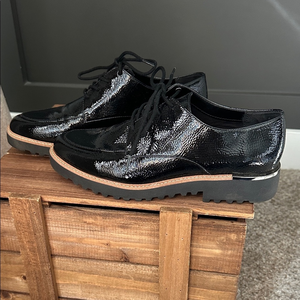 EUC Franco Sarto Black Patent Derby- like new
